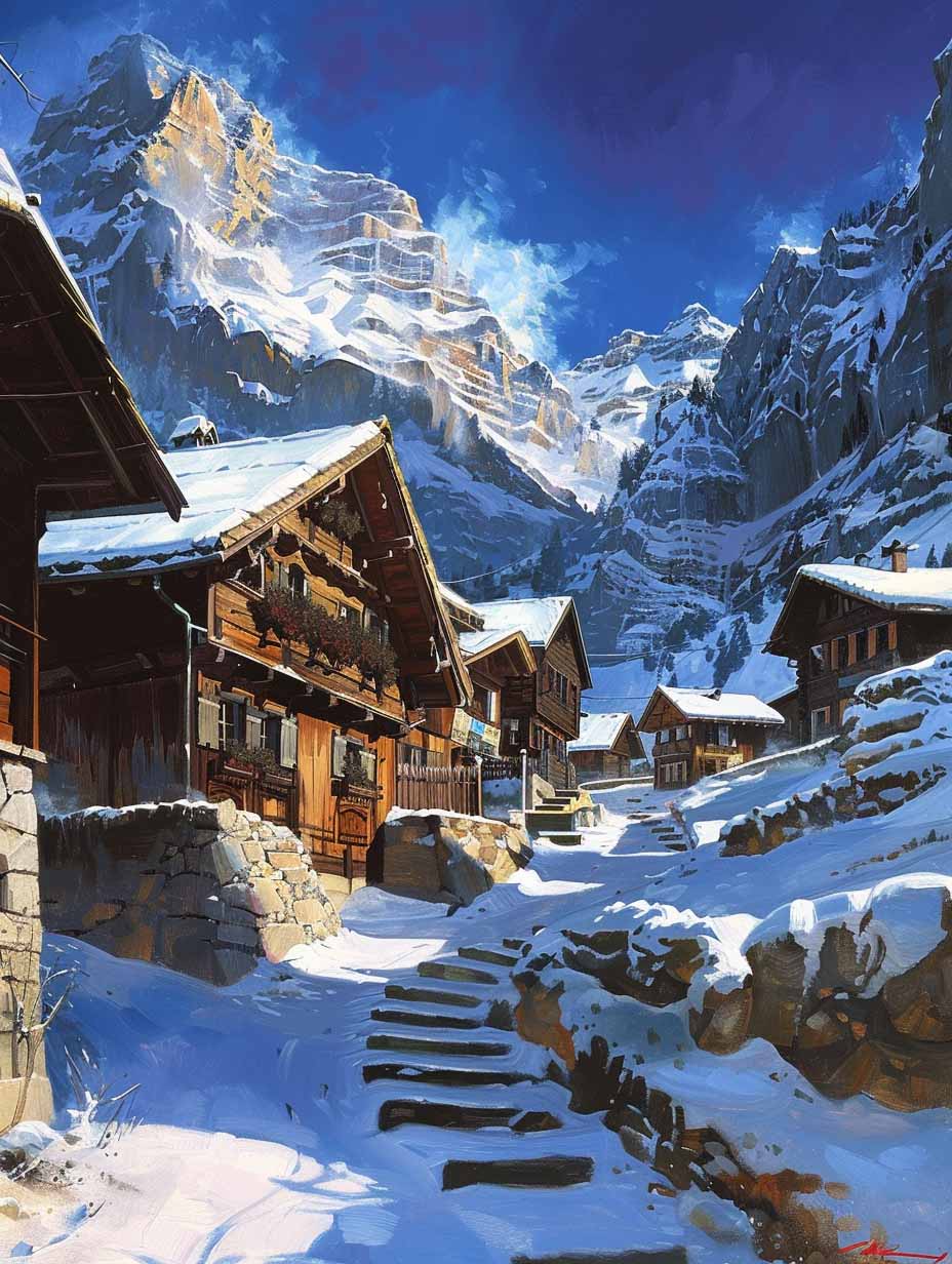 絵画 Mountain Serenity Swiss Mountain Serenity Diamond Painting Kit