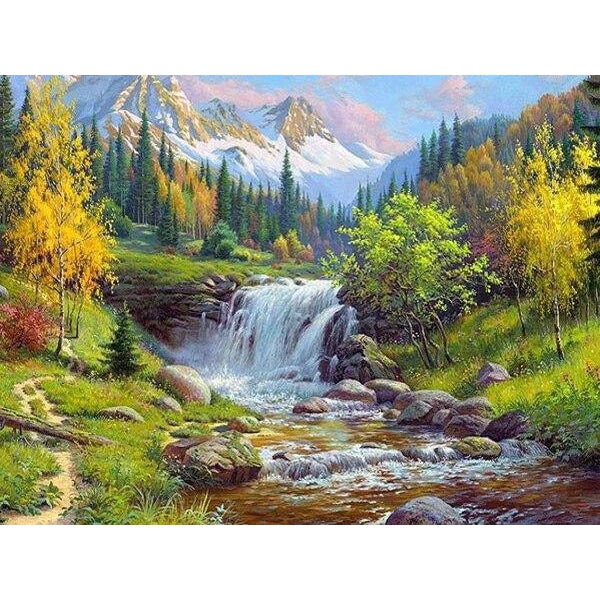 Beautiful Ice Mountain Waterfall | Diamond Painting Kit | Diamond Art