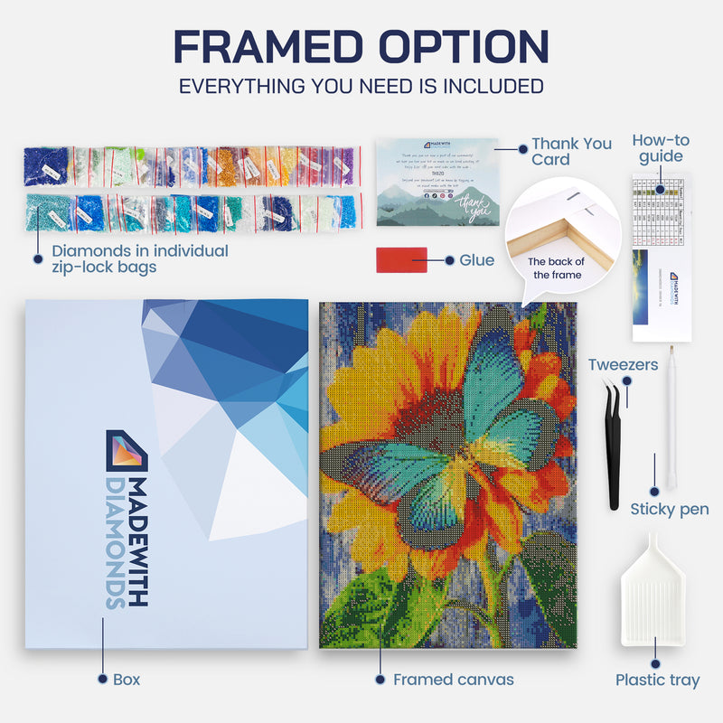 Colored Animals Diamond Painting Kit Framed Option