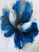 Midnight Bloom – Abstract Blue Flower Art