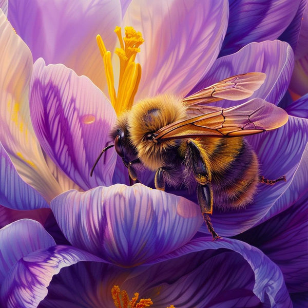 Bumblebee & Purple Crocus Diamond Painting Kit