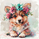 Floral Crown Corgi Puppy