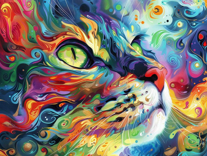 Psychedelic Cat Diamond Painting Kit