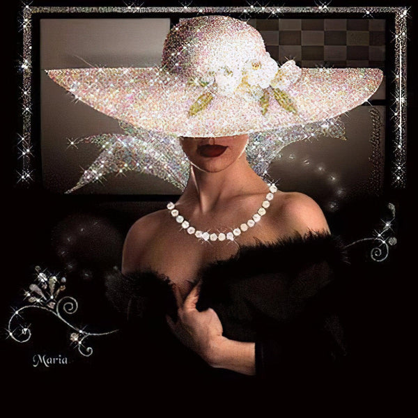 A Sexy Woman With Her Hat Diamond Painting Diamond Art Kit