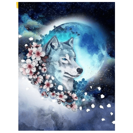Animal Wolf Universe Star Flower Diamond Painting Diamond Art Kit