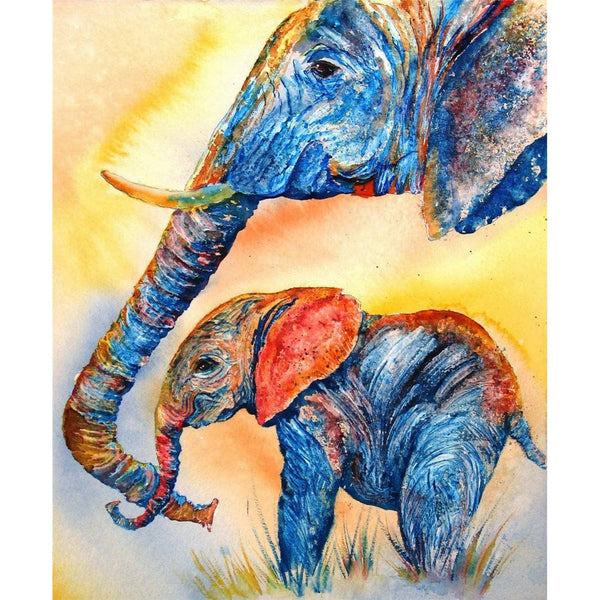 Baby Elephant With Mother Diamond Painting Diamond Art Kit