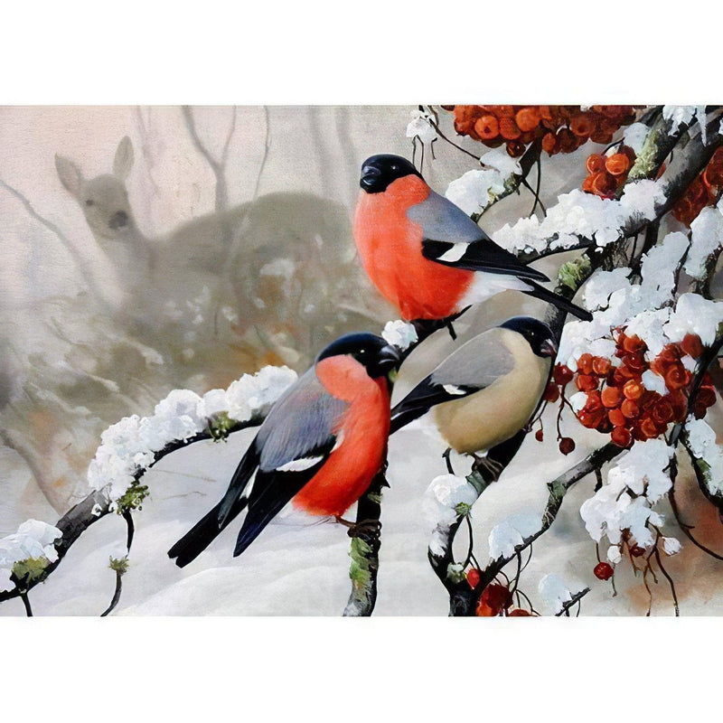 Bird On The Tree In Winter Diamond Painting Diamond Art Kit