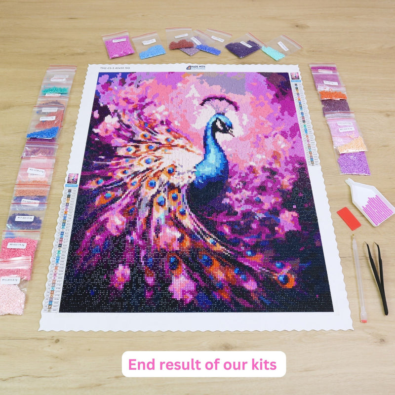 Blind Cat Diamond Painting End Result Peacock