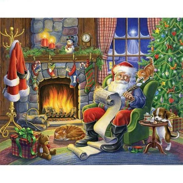 Christmas Santa Claus With Tree Diamond Painting Diamond Art Kit