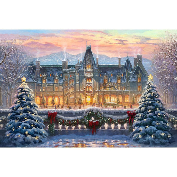 Christmas Tree Winter Snowy Mansion Diamond Painting Diamond Art Kit