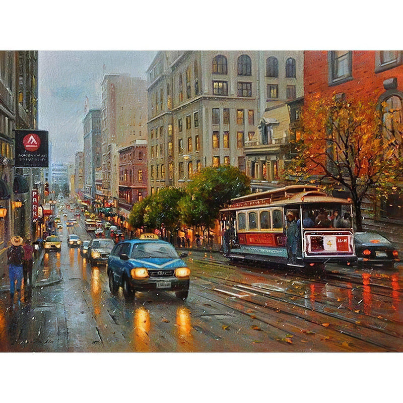 Crowded Road And City Diamond Painting Diamond Art Kit