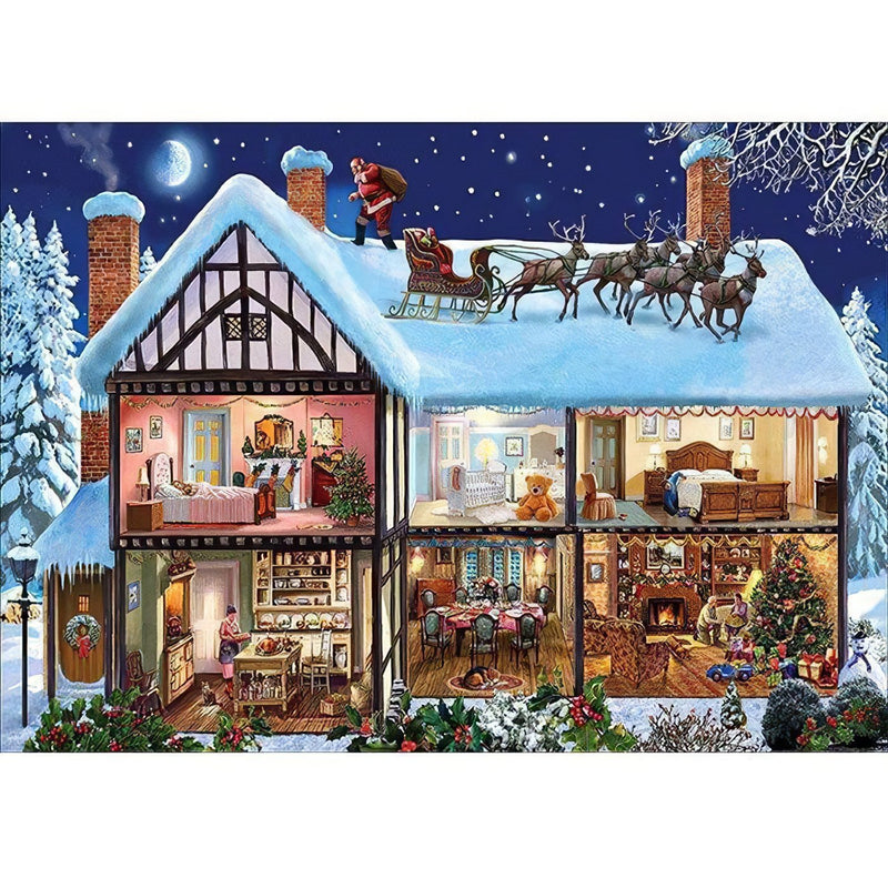 Cute House And Santa Diamond Painting Diamond Art Kit