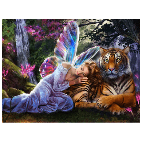 Fairy and Tiger Diamond Painting Diamond Art Kit