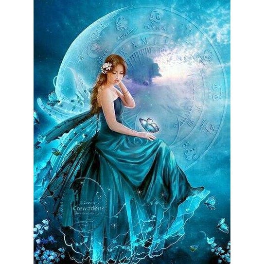 Fantasy Green Moon Girl Diamond Painting Diamond Art Kit