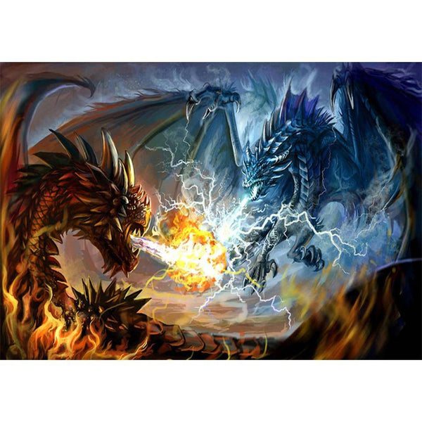 Fire Dragon Vs Lightning Dragon Diamond Painting Diamond Art Kit