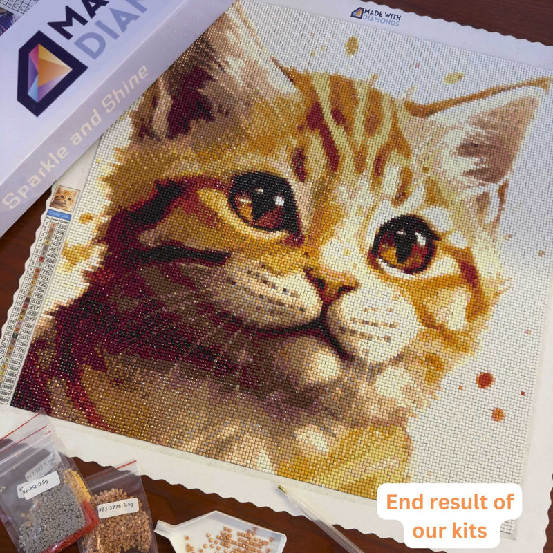 Made with Diamonds® Custom Kit Diamond Painting End Result Cat
