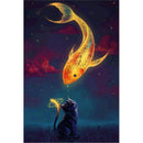 Magic Fish And Black Cat Diamond Painting Diamond Art Kit