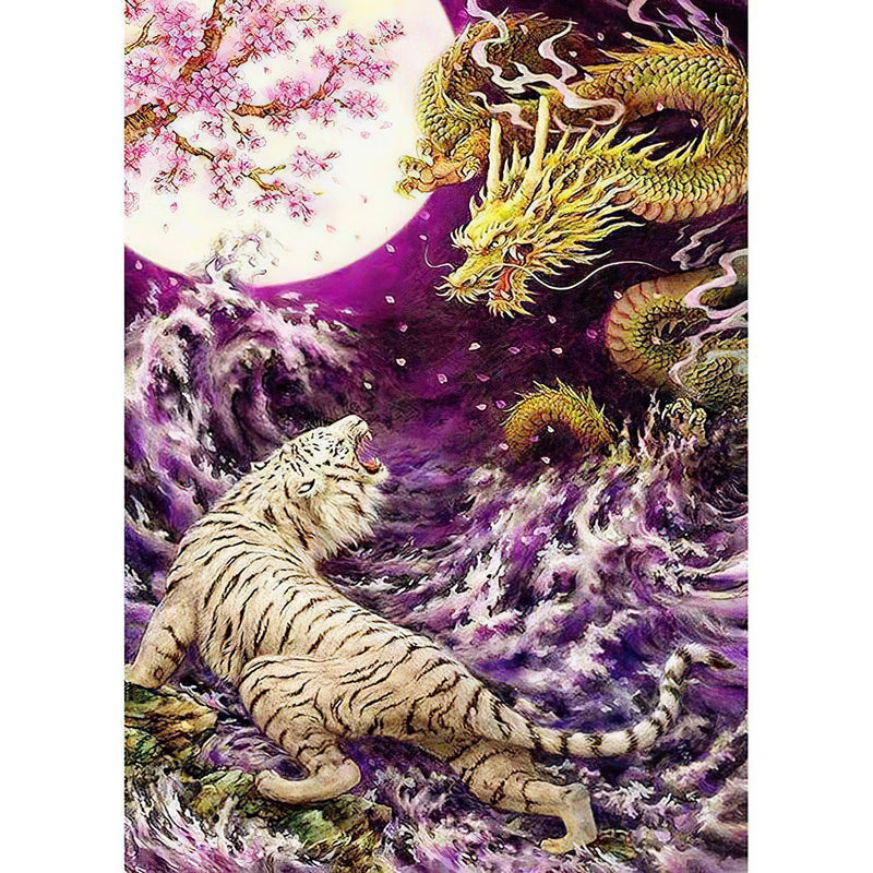 Tiger Fighting With Dragon Diamond Painting Diamond Art Kit