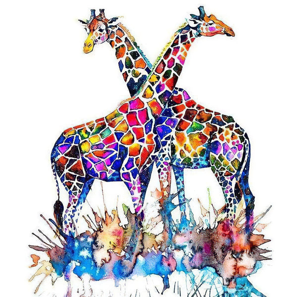 Two Colorful Giraffe Diamond Painting Diamond Art Kit