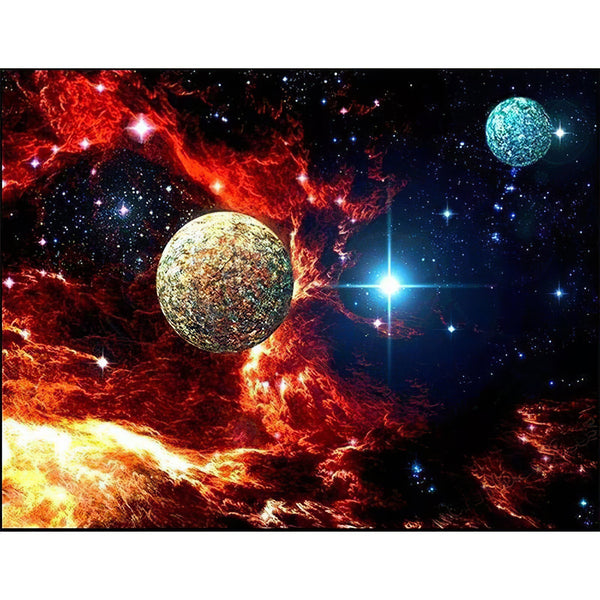 Two Planets And Shinning Stars Diamond Painting Diamond Art Kit