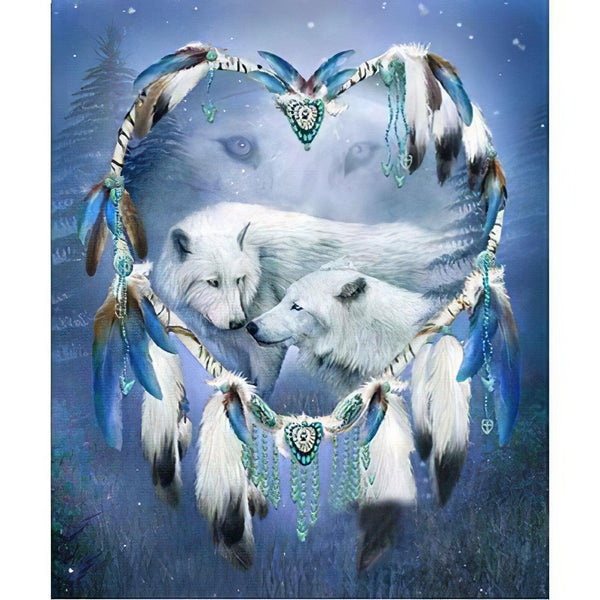 White Wolf And Dreamcatcher Diamond Painting Diamond Art Kit