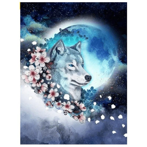 Wolf In Flowers Diamond Painting Diamond Art Kit