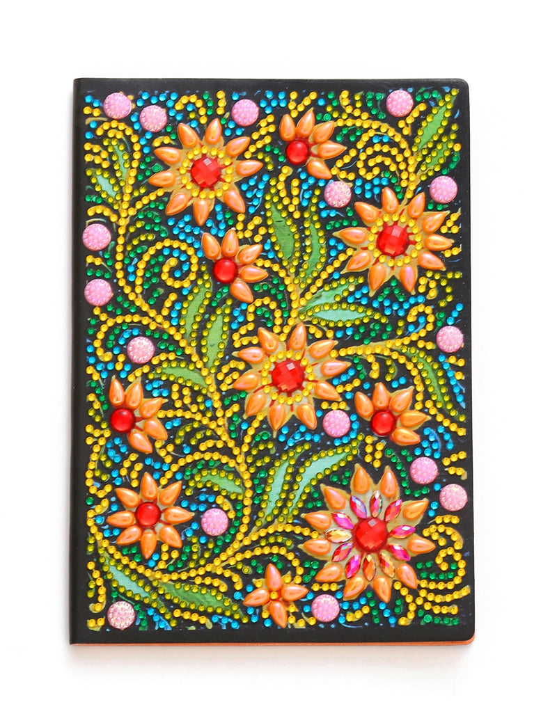 Notebook Golden Flowers-Made with Diamonds